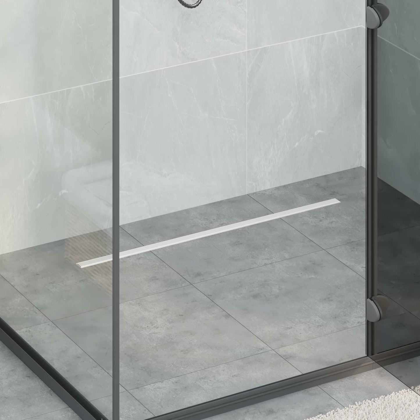 VidaXL Scarico doccia a 360° con modello slim argento 80 cm