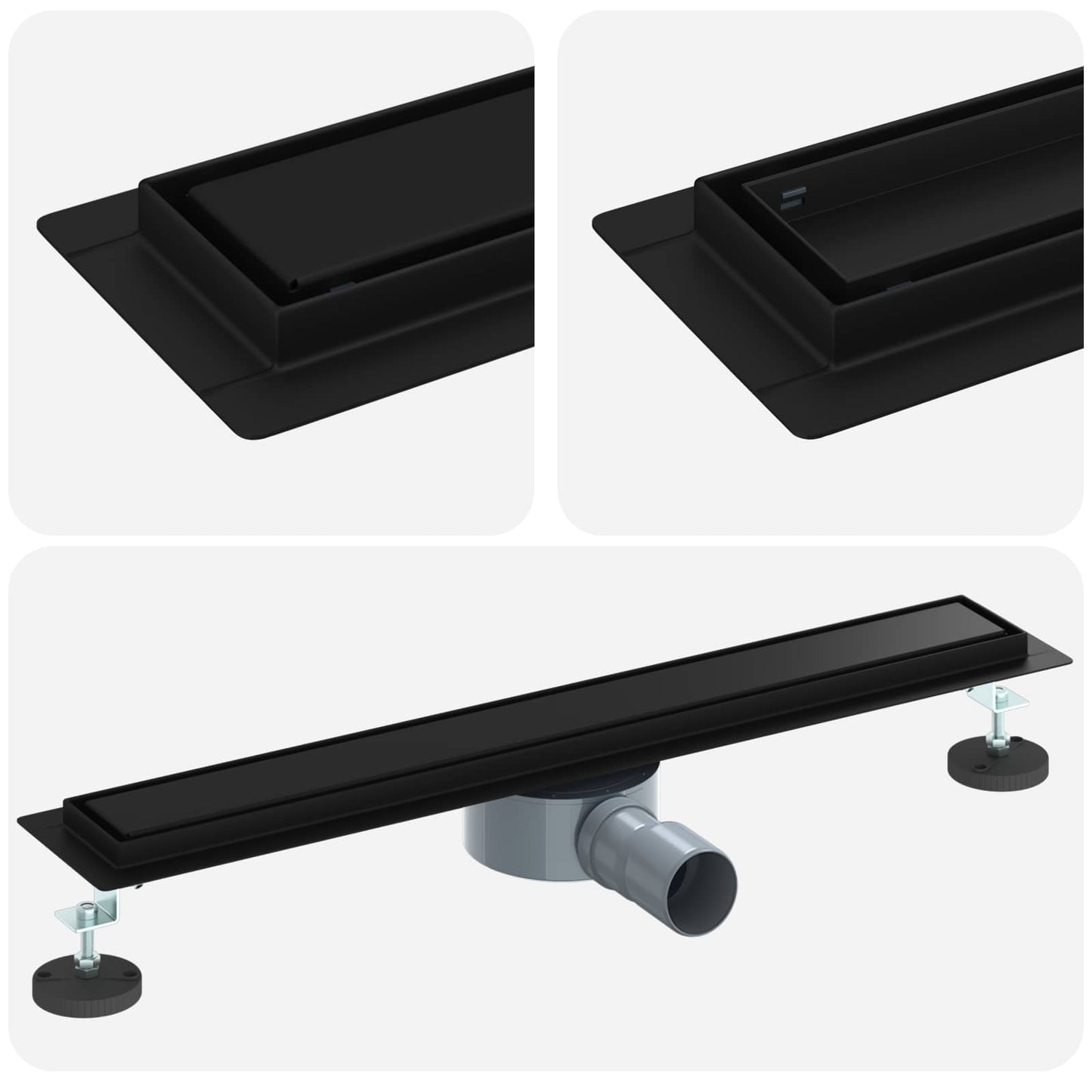 Scarico doccia Vidaxx 2 in 1 con sifone a 360° nero 60 cm