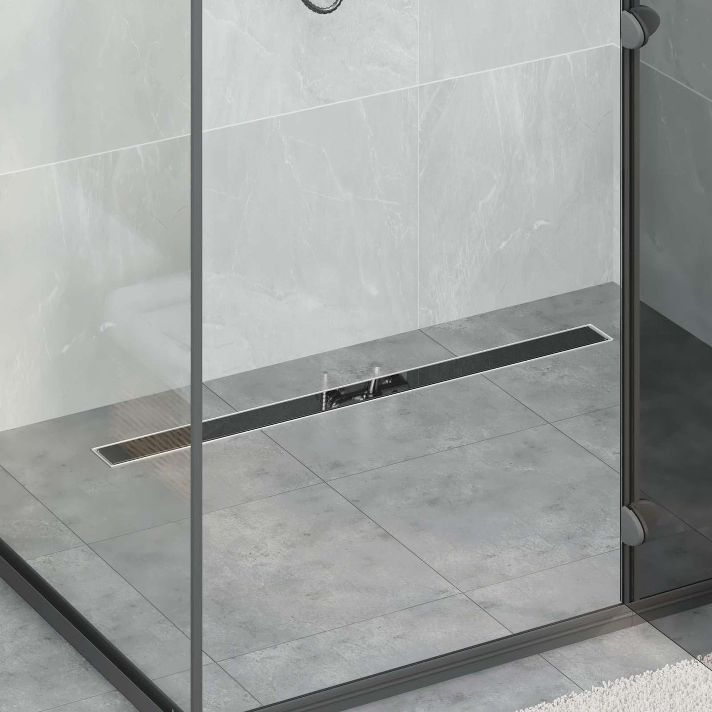 Vidaxxl desagüe de ducha con tapa de cristal negro 100 cm acero inoxidable 304