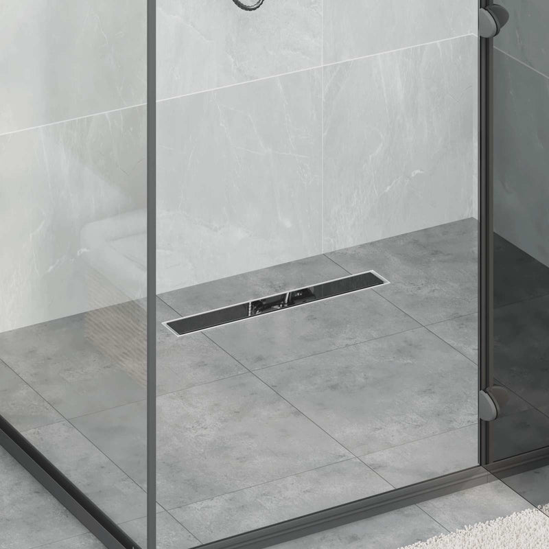 Vidaxx desagüe de ducha con tapa de cristal negro 50 cm acero inoxidable 304