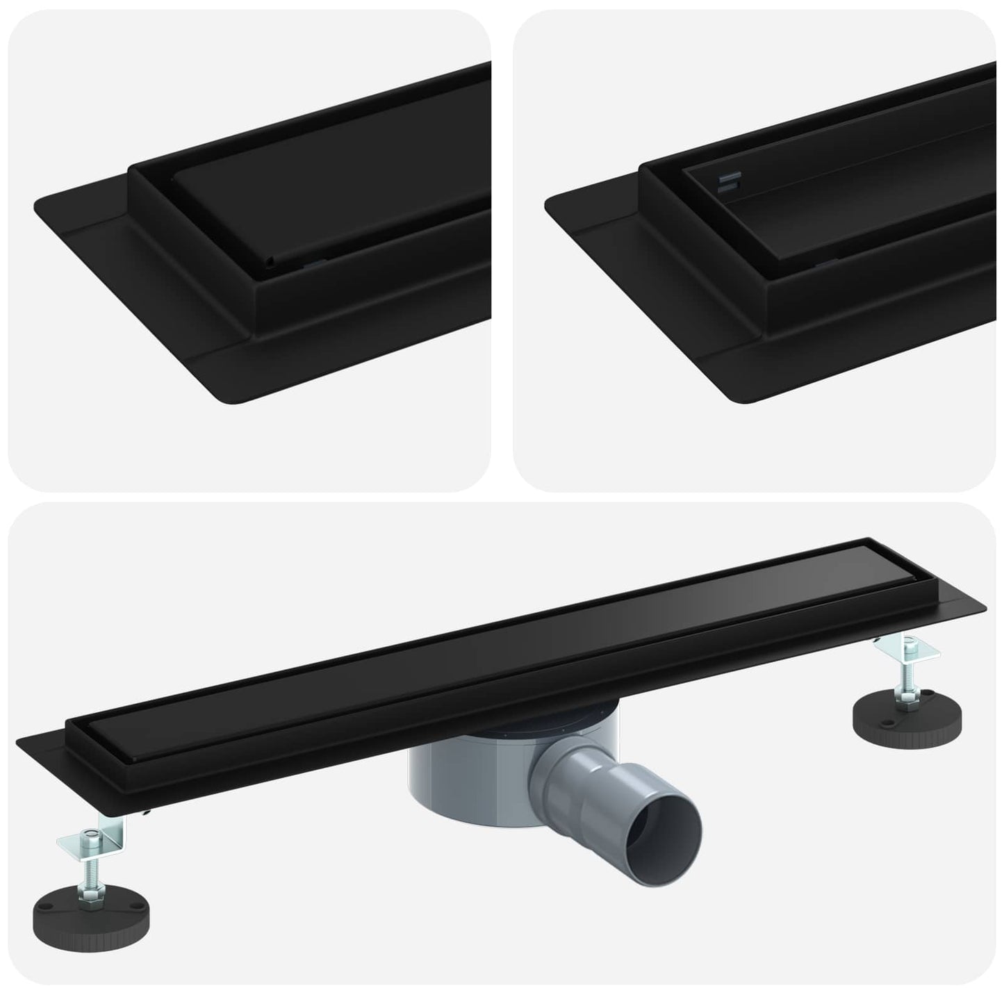 Scarico doccia Vidaxx 2 in 1 con sifone a 360° nero 50 cm