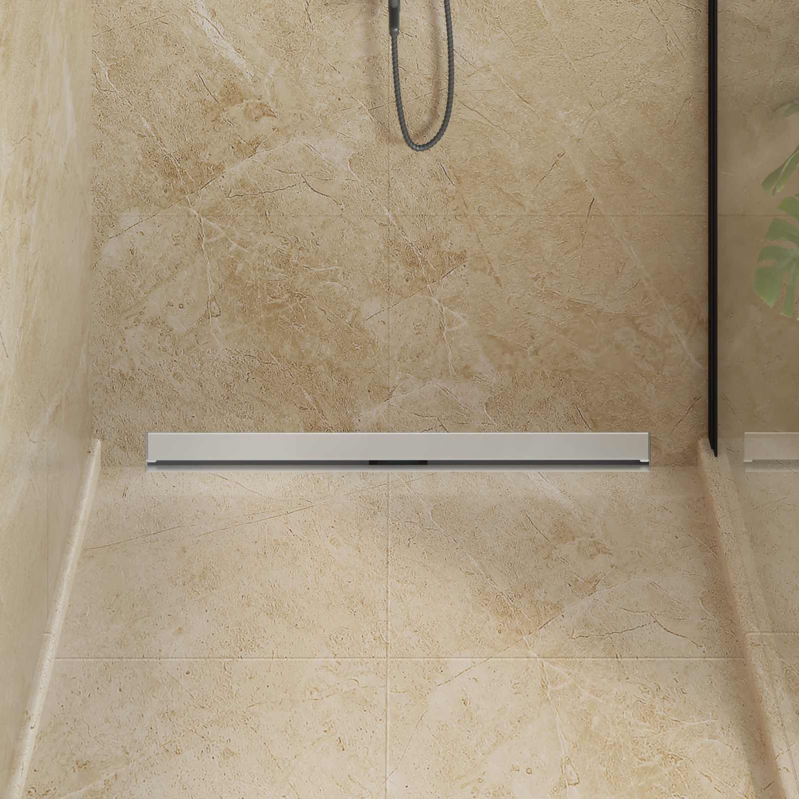 VidaXL desagüe de ducha de pared plateado 90 cm acero inoxidable 304
