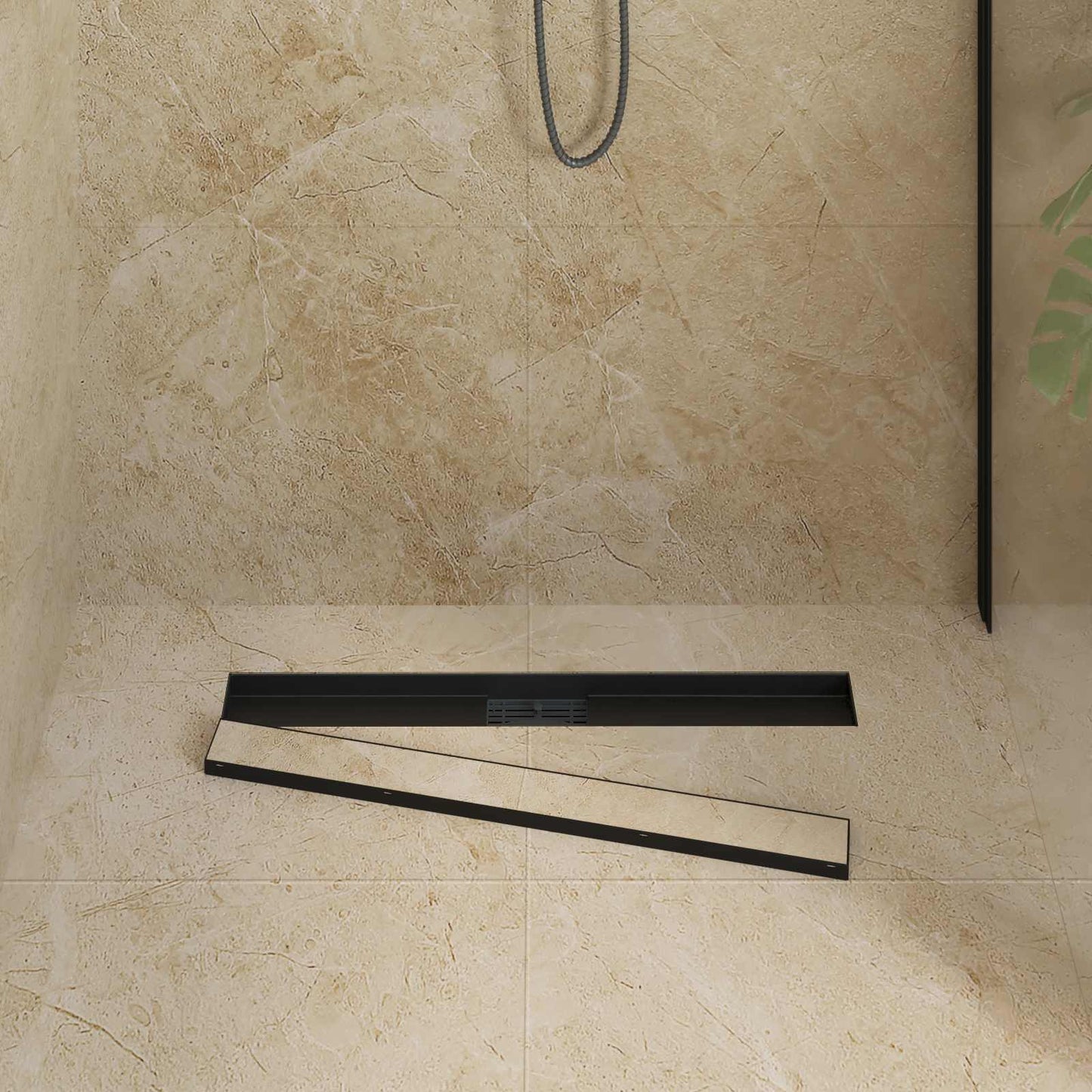 Vidaxx Desagüe de ducha 2 en 1 negro 70 cm acero inoxidable 304