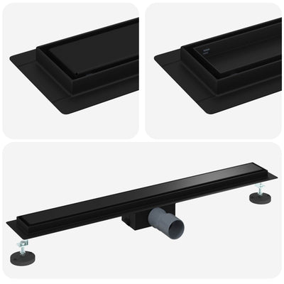 Vidaxx Scarico doccia 2 in 1 nero 70 cm acciaio inox 304