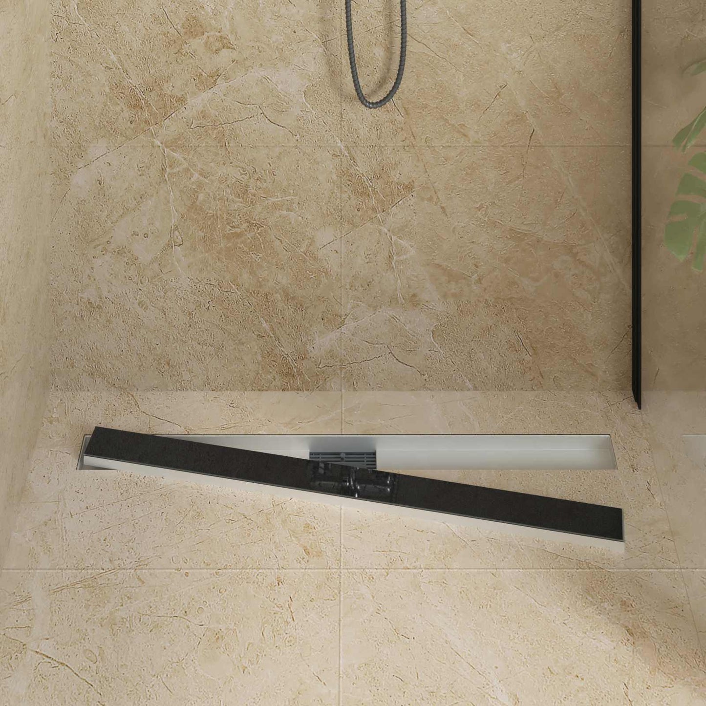 Vidaxx desagüe de ducha con tapa de cristal negro 90 cm acero inoxidable 304