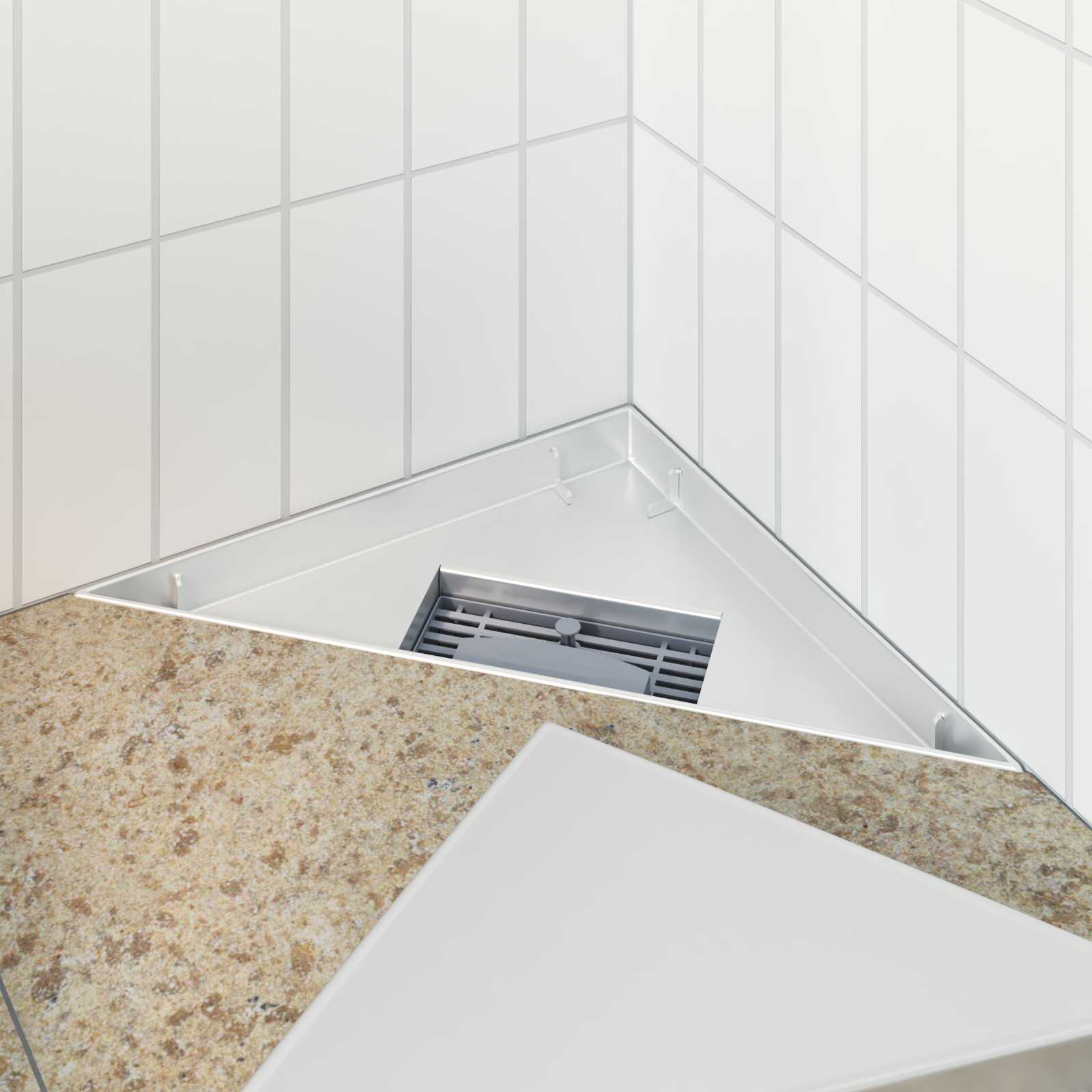 Vidaxl 2 in 1 driehoek doucheafvoer zilver 32 x 32 x 7,5 cm
