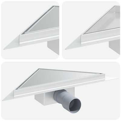 VidaXL Scarico doccia triangolare 2 in 1 argento 32 x 32 x 7,5 cm