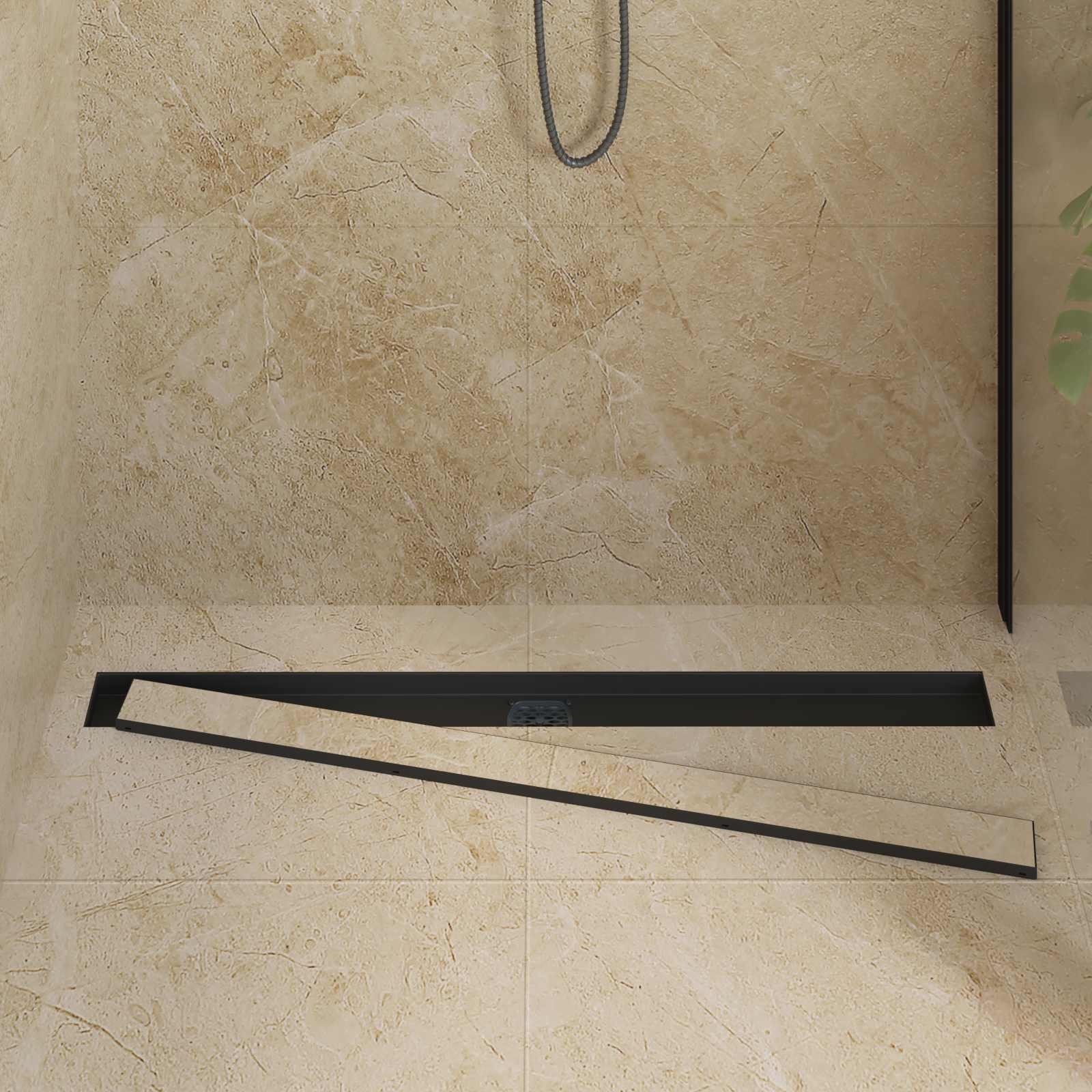 Scarico doccia Vidaxx 2 in 1 con sifone a 360° nero 100 cm
