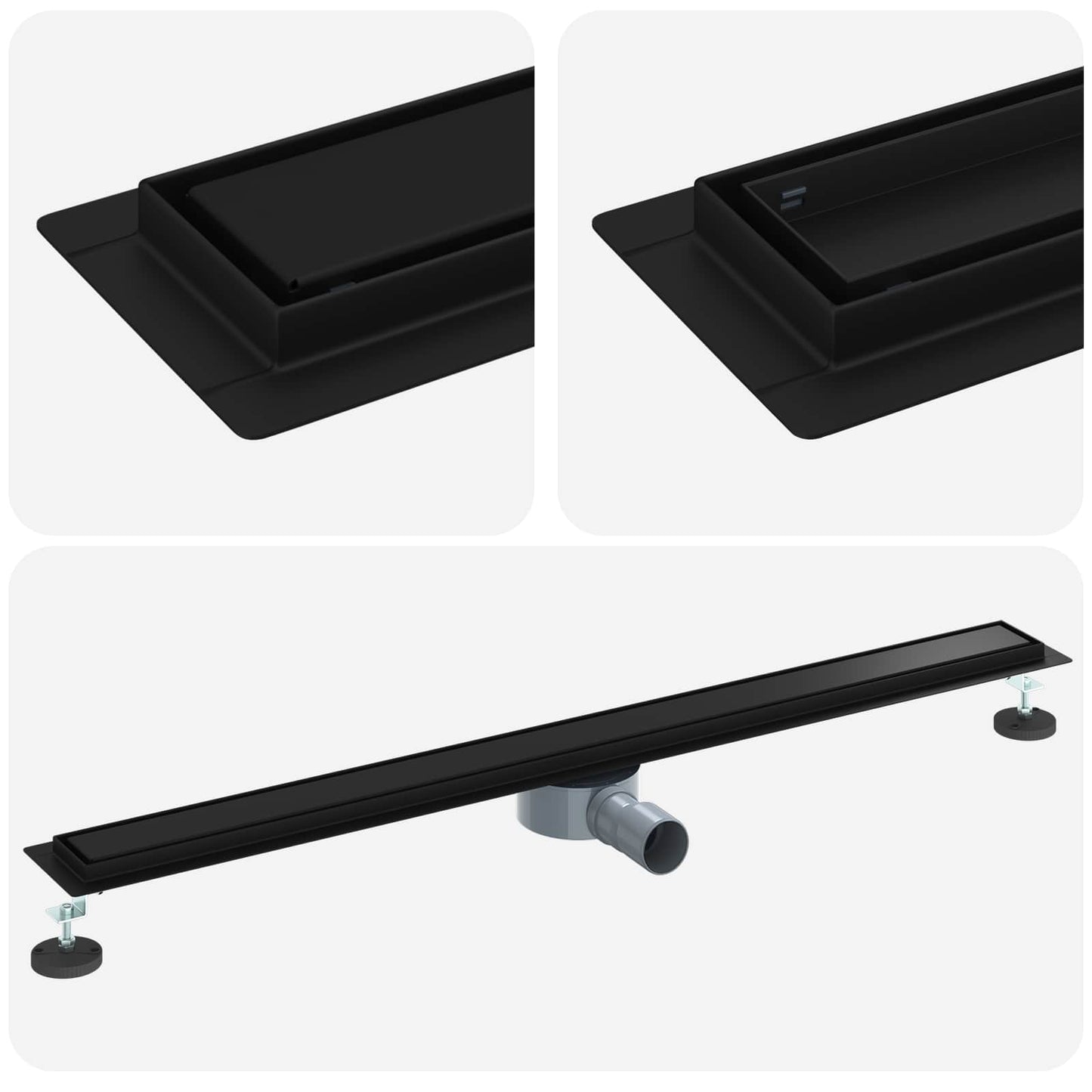Scarico doccia Vidaxx 2 in 1 con sifone a 360° nero 100 cm