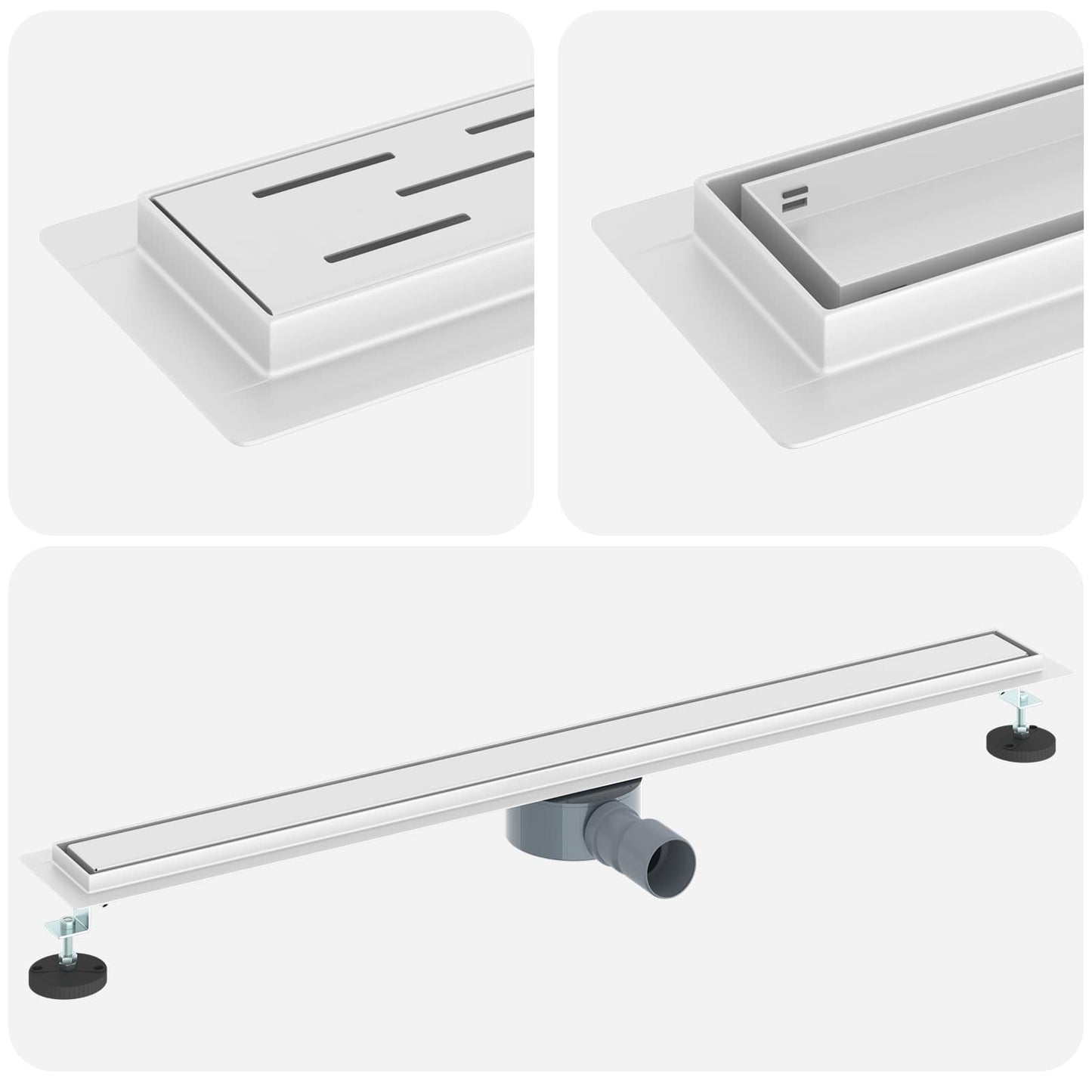 Scarico doccia Vidaxx 2 in 1 con sifone a 360° argento 90 cm
