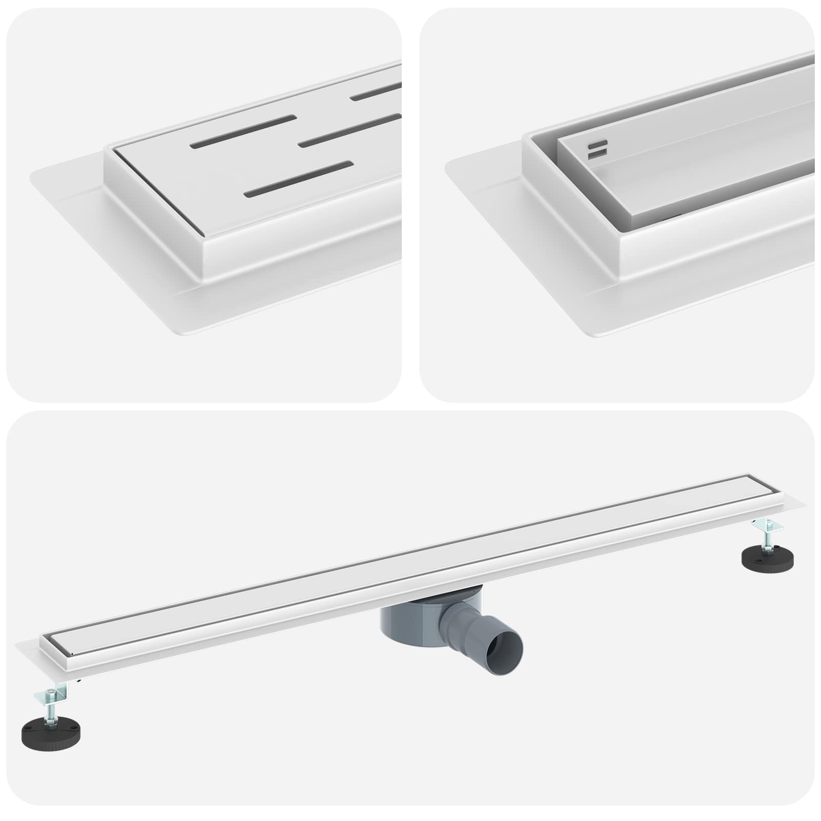 Scarico doccia Vidaxx 2 in 1 con sifone a 360° argento 90 cm