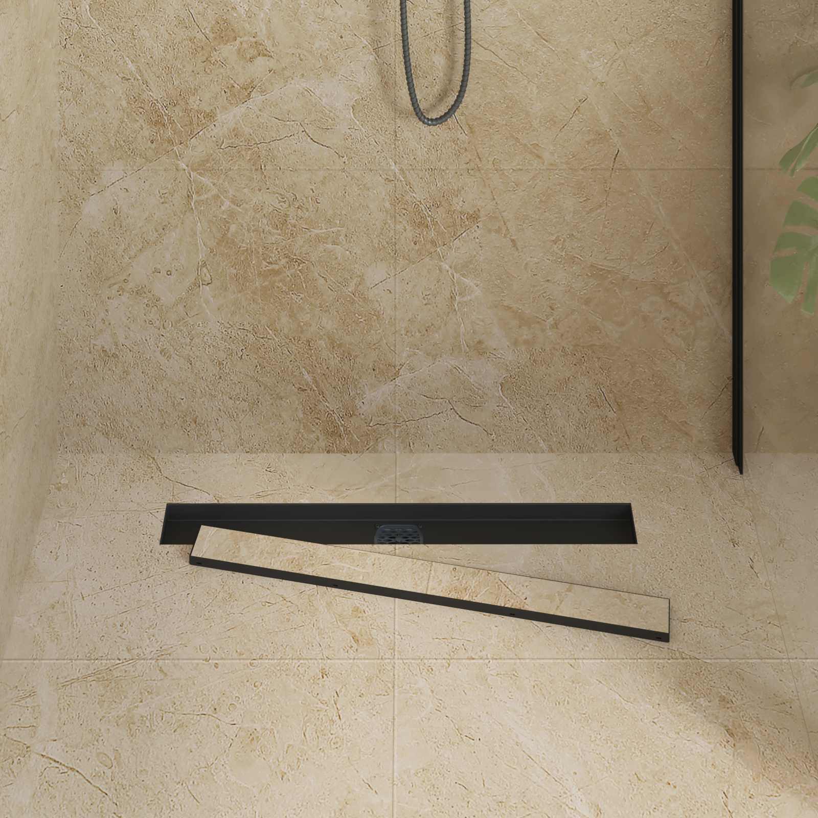Scarico doccia Vidaxx 2 in 1 con sifone a 360° nero 70 cm