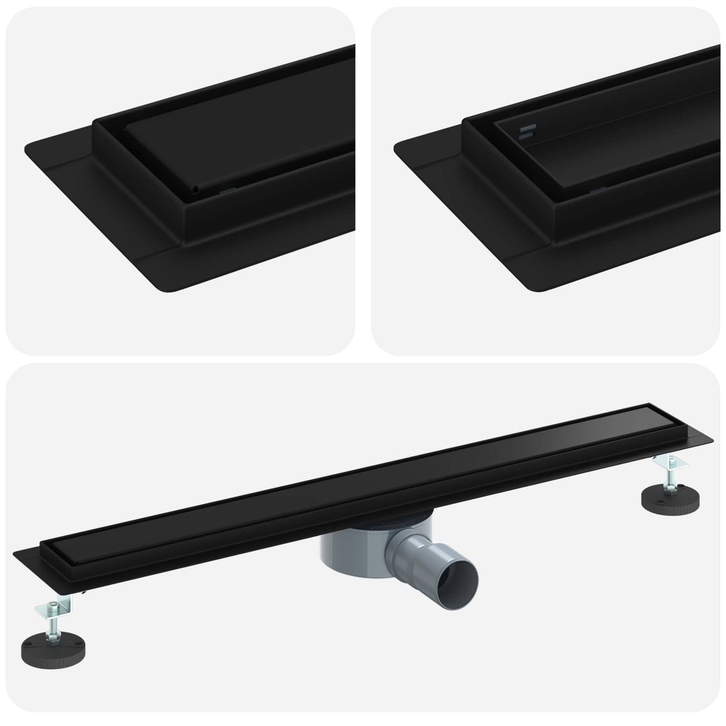 Scarico doccia Vidaxx 2 in 1 con sifone a 360° nero 70 cm