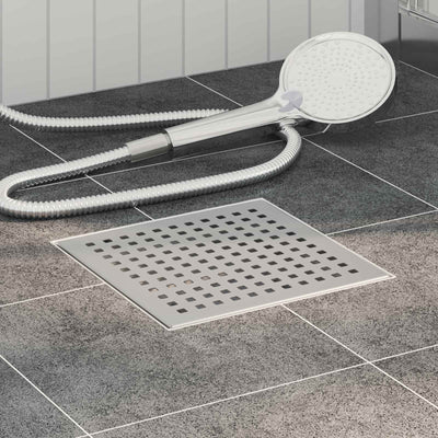 Vidaxl dot doucheafvoer zilver 20 x 20 cm roestvrij staal 304