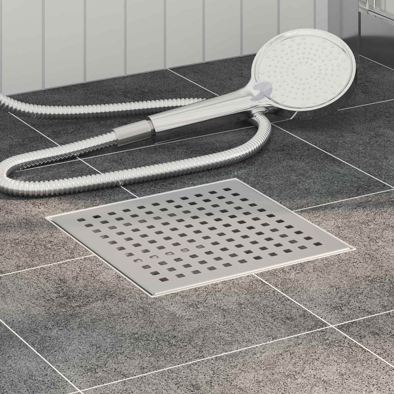 VidaXL desagüe de ducha dot plateado 20 x 20 cm acero inoxidable 304