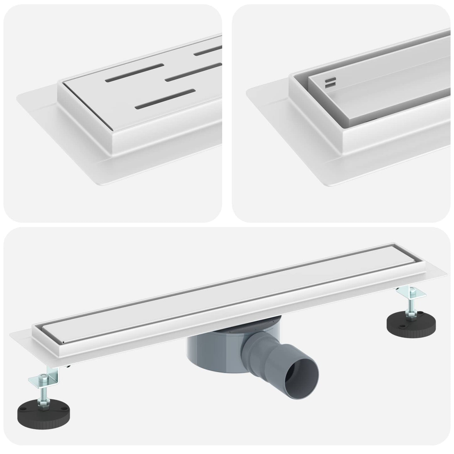 Scarico doccia Vidaxx 2 in 1 con sifone a 360° argento 54 x 11 x 9,5 cm