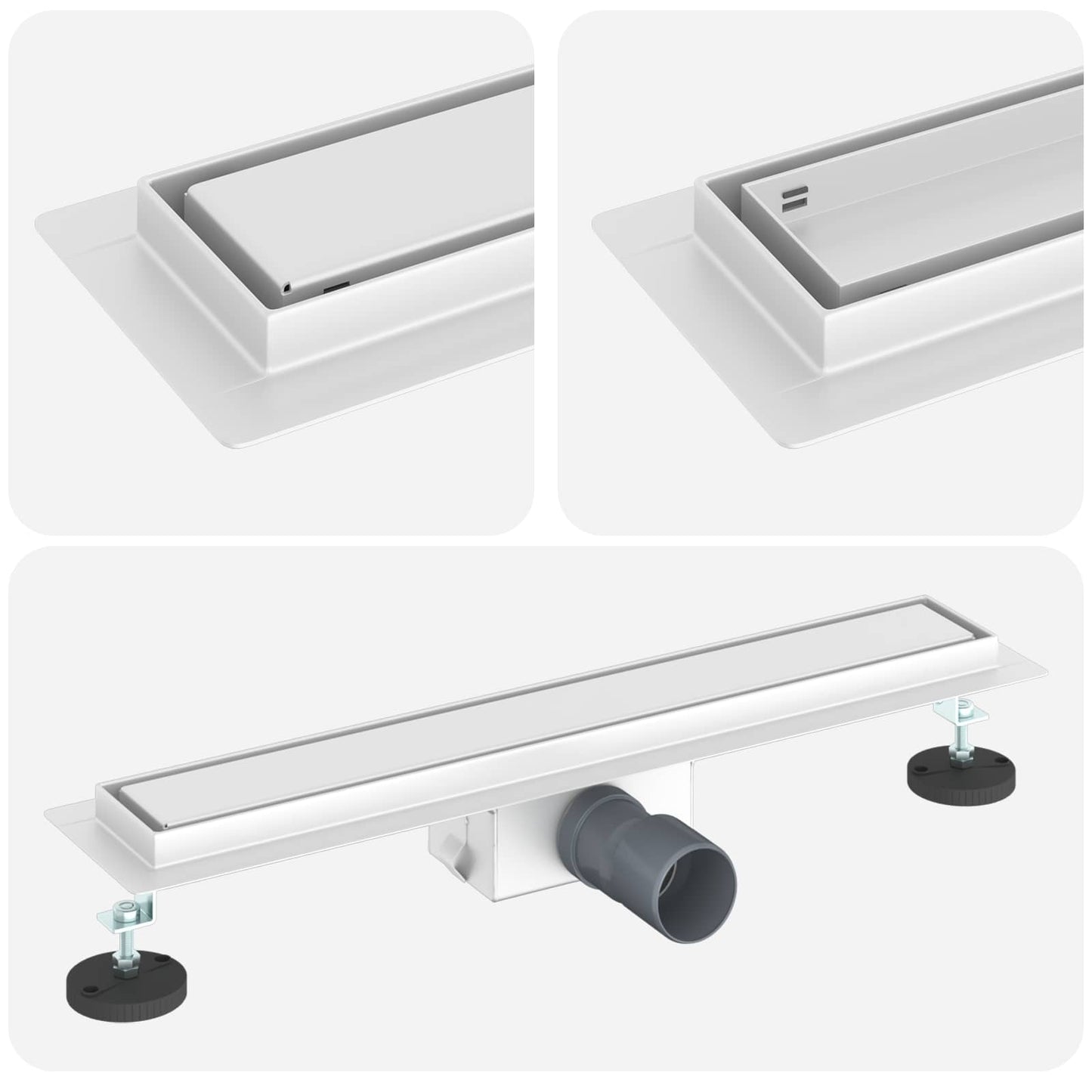 VidaXL Desagüe de ducha 2 en 1 plateado 60 cm acero inoxidable 304