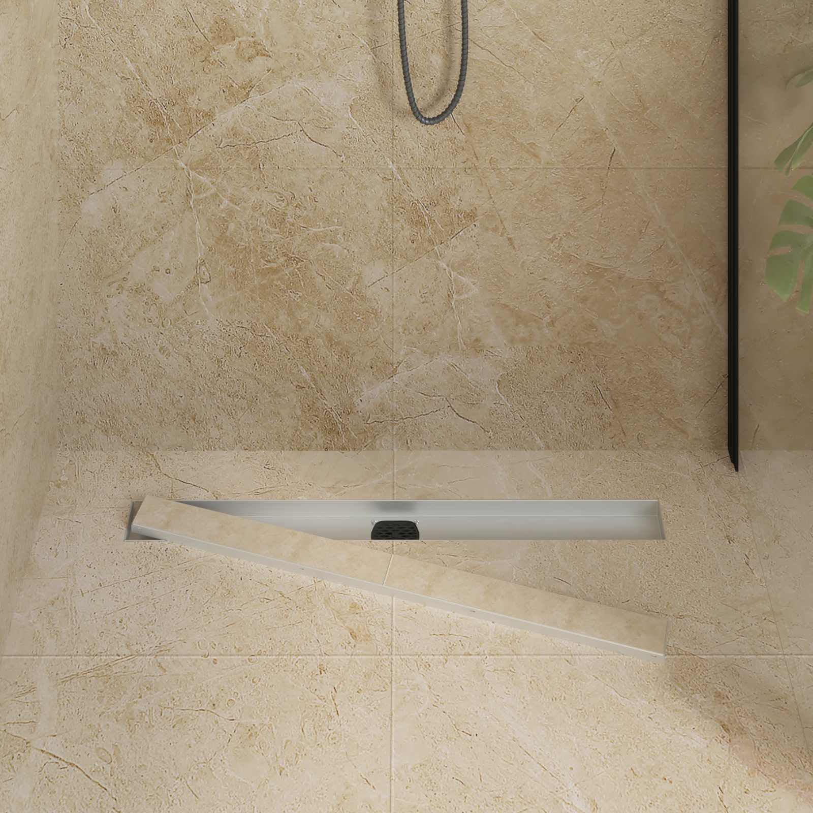 Scarico doccia Vidaxx 2 in 1 con sifone a 360° argento 80 cm