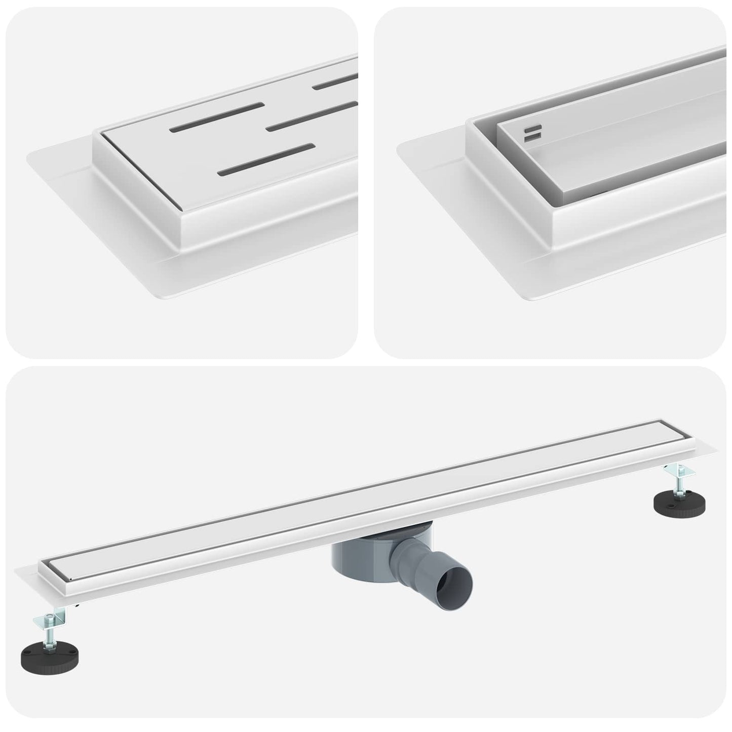 Scarico doccia Vidaxx 2 in 1 con sifone a 360° argento 80 cm