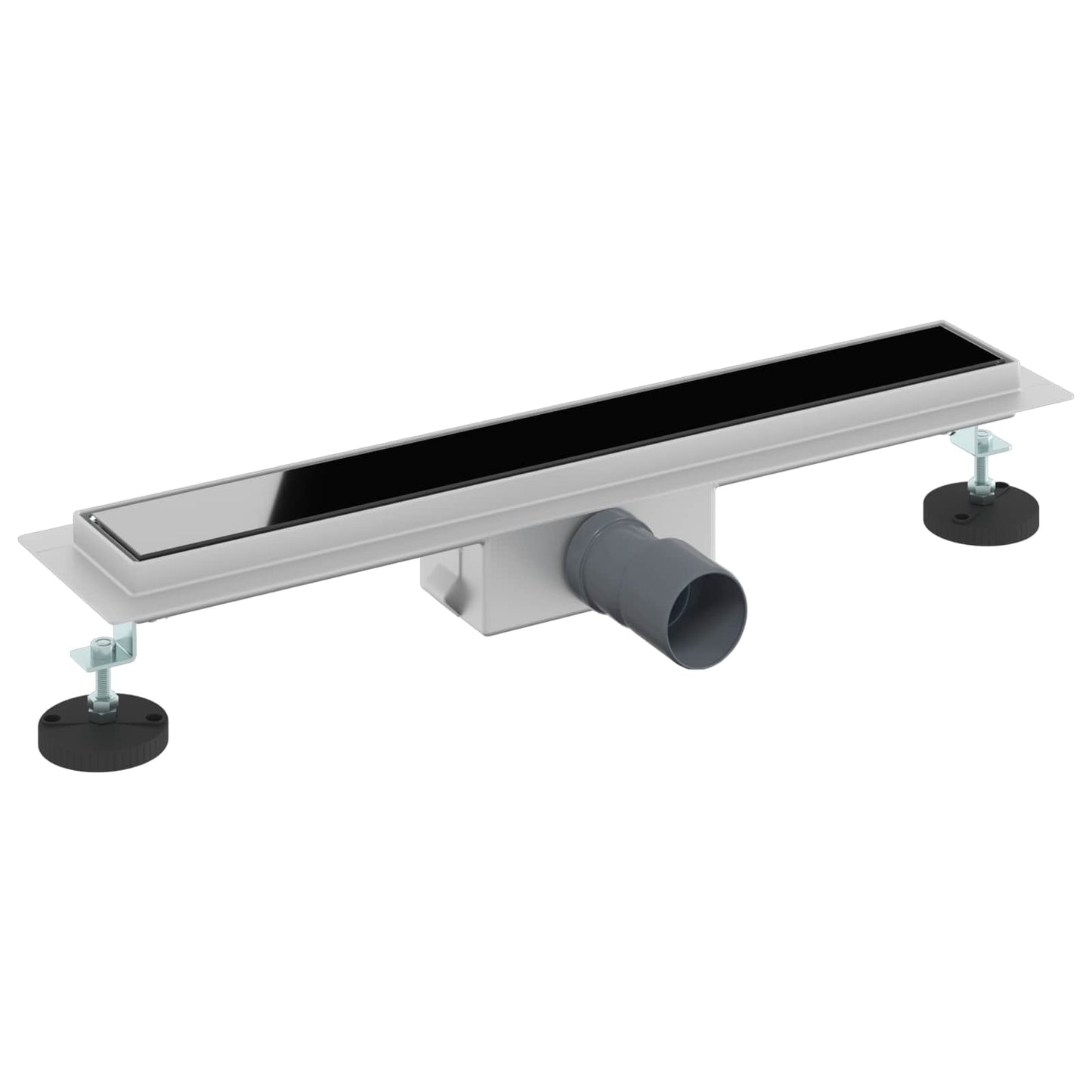 Vidaxxl desagüe de ducha con tapa de cristal negro 60 cm acero inoxidable 304