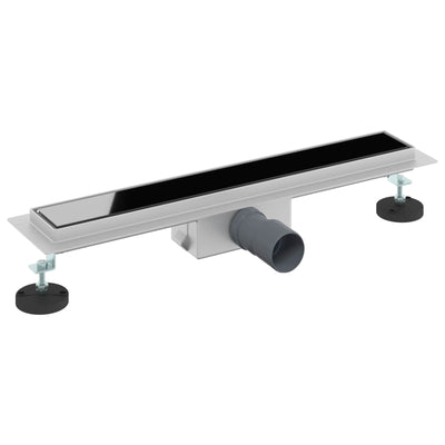 Vidaxl doucheafvoer met glazen deksel zwart 60 cm roestvrij staal 304