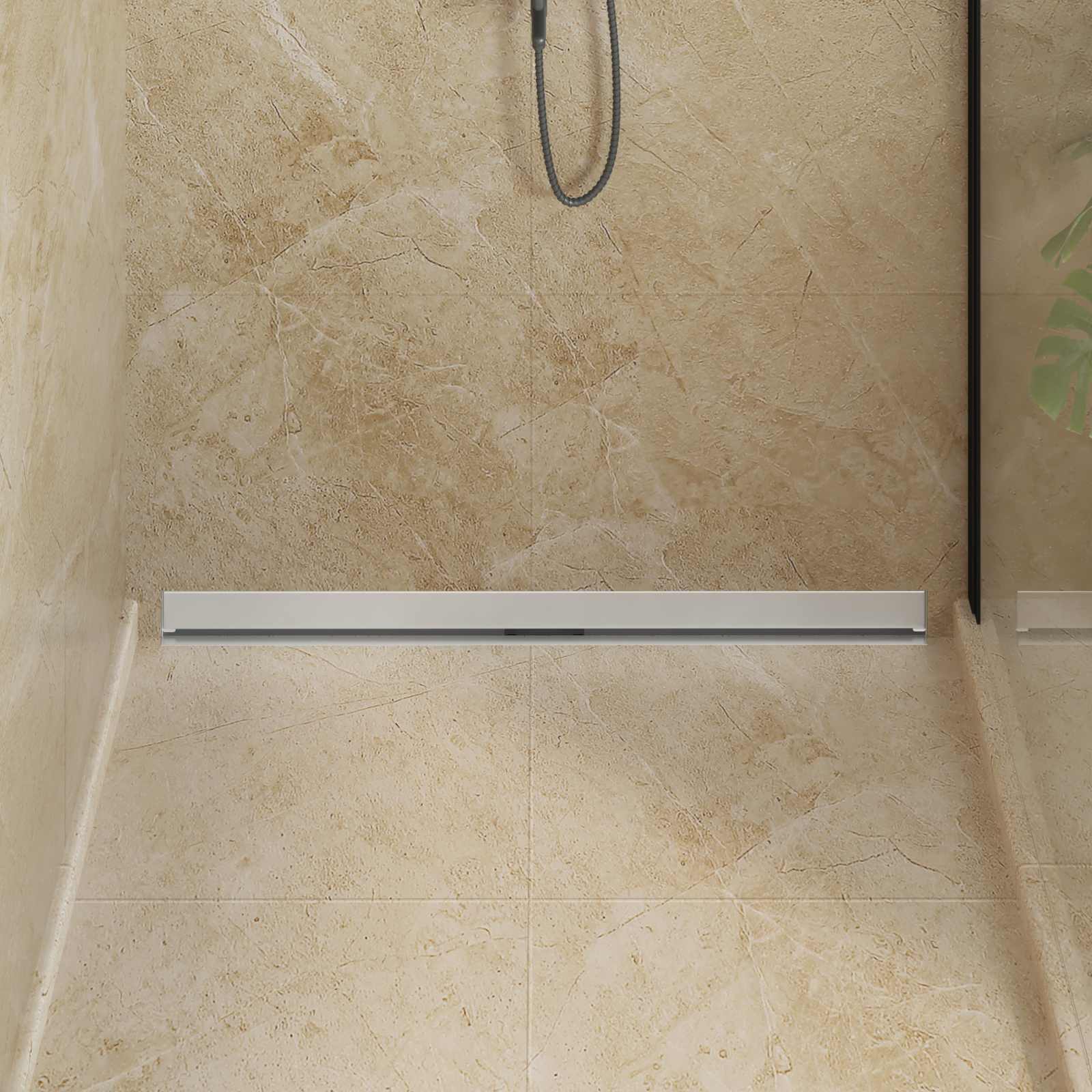 Vidaxxl desagüe de ducha de pared plateado 100 cm acero inoxidable 304