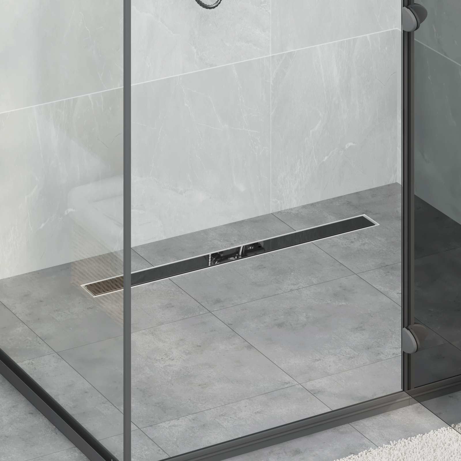 Vidaxx tapa de cristal para desagüe de ducha con sifón 360° negro 80 cm