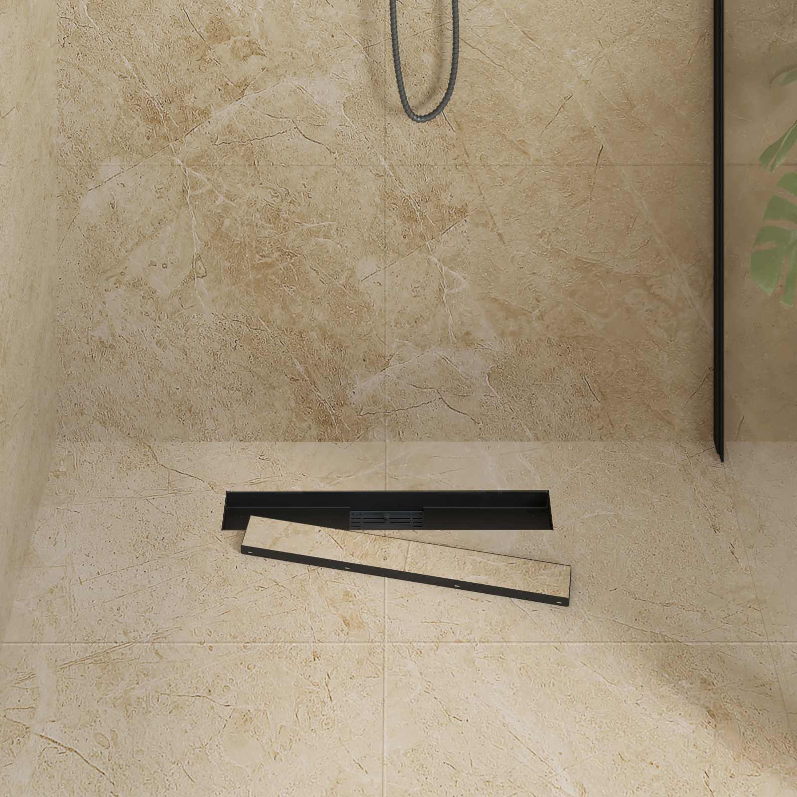 Vidaxx Desagüe de ducha 2 en 1 negro 50 cm acero inoxidable 304