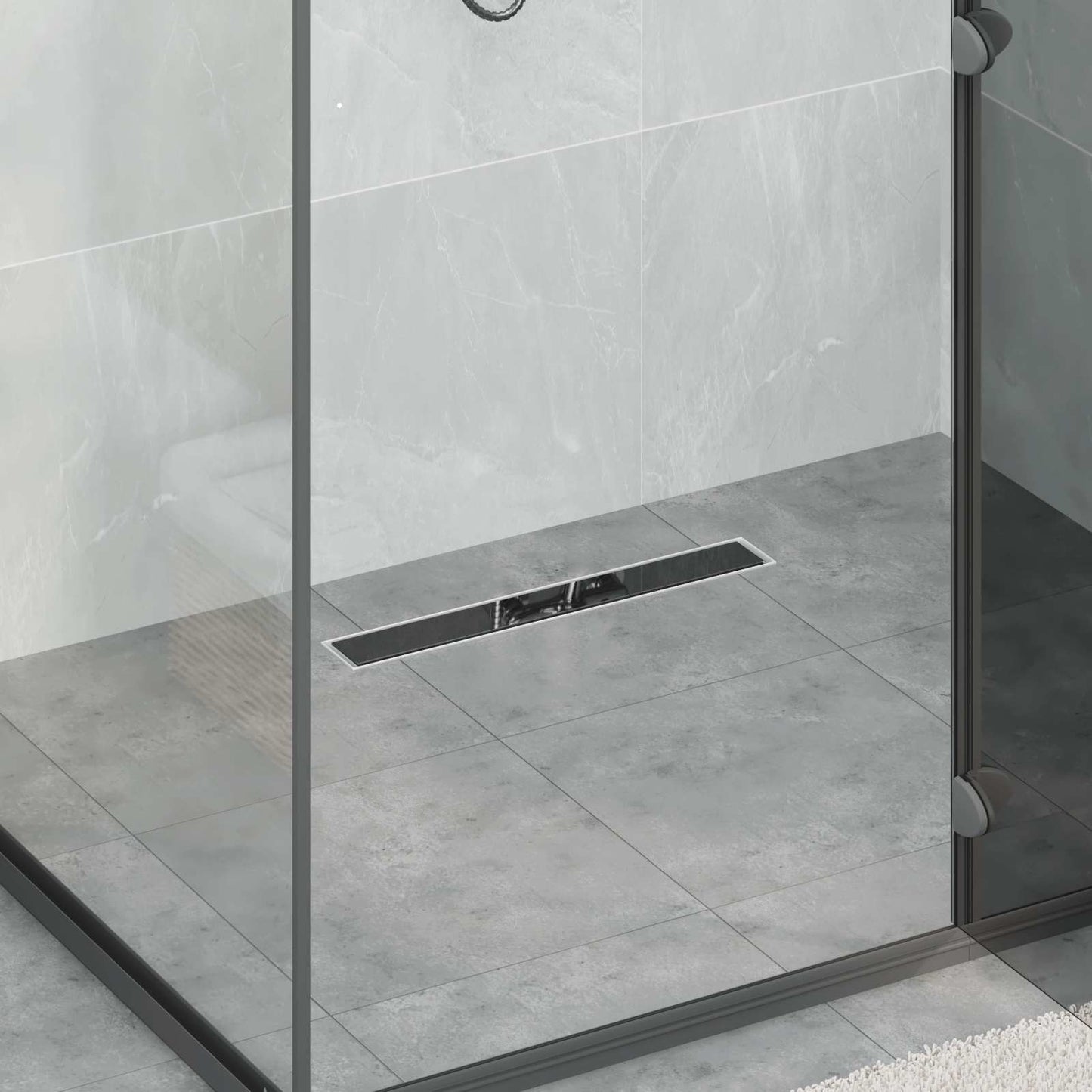 Vidaxx copertura in vetro per scarico doccia con sifone a 360° nero 50 cm