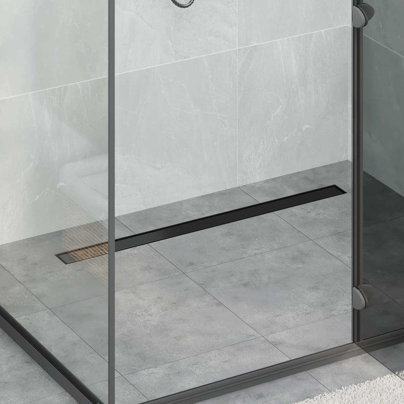 Vidaxx Desagüe de ducha 2 en 1 negro 90 cm acero inoxidable 304