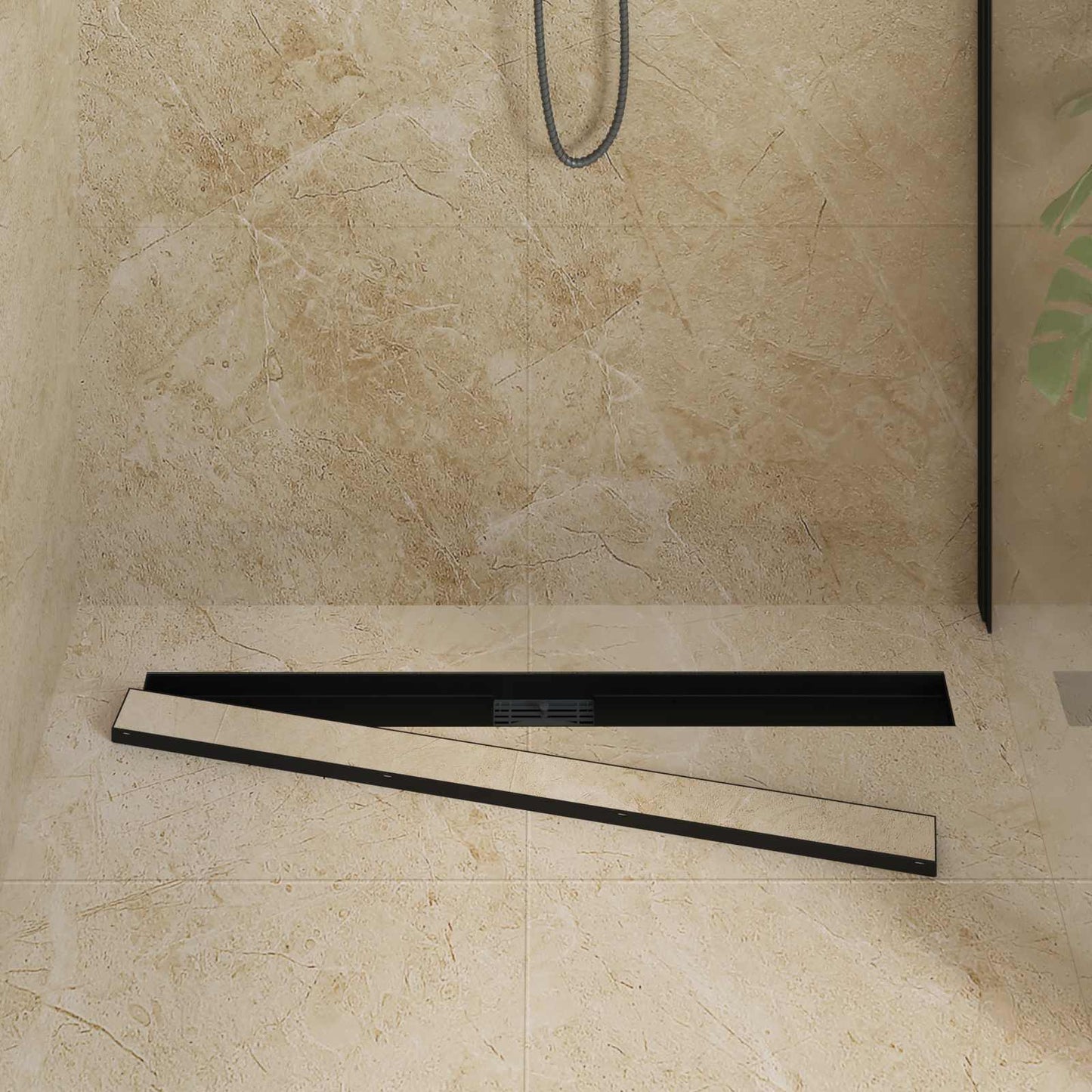 Vidaxx Desagüe de ducha 2 en 1 negro 90 cm acero inoxidable 304