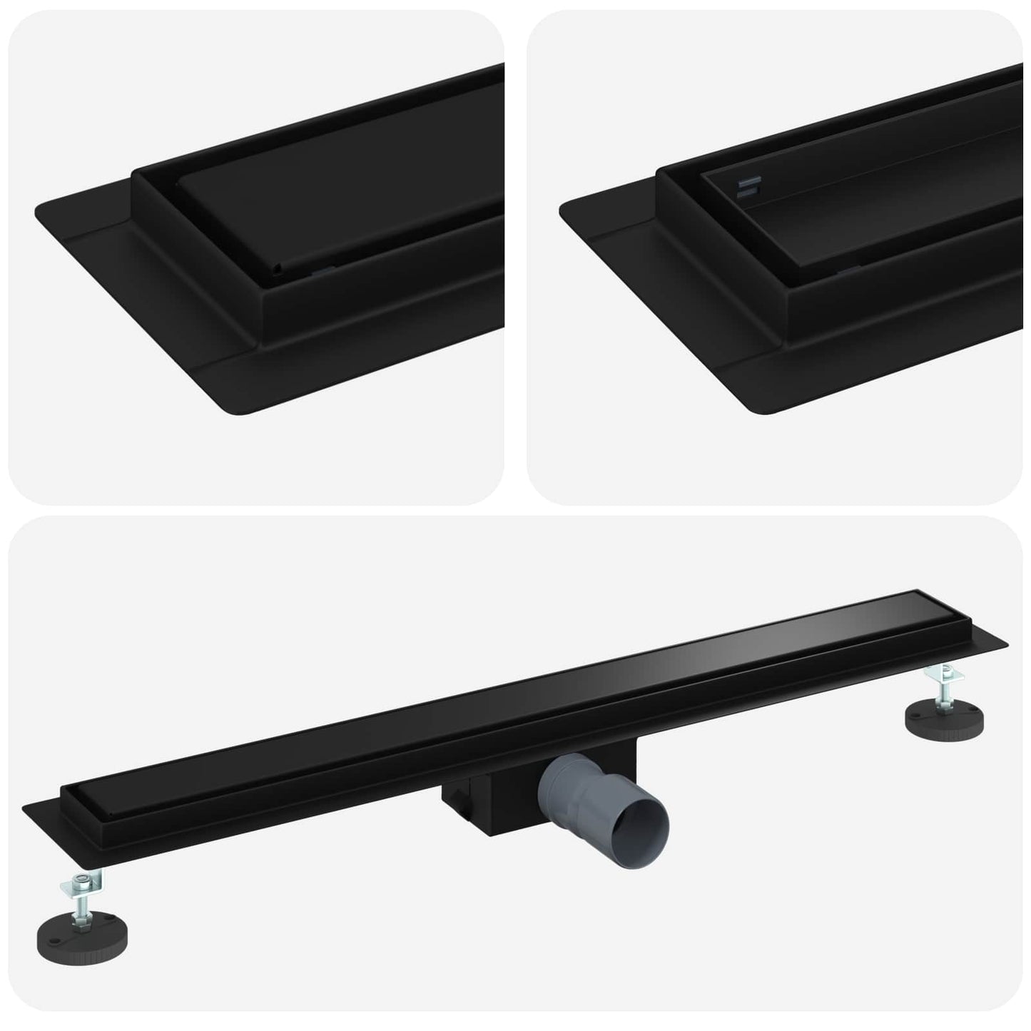 Vidaxx Desagüe de ducha 2 en 1 negro 80 cm acero inoxidable 304