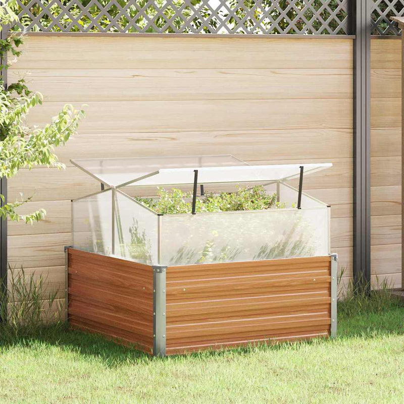Fioriera da giardino Vidaxl con serra marrone chiaro 100 x 100 x 77 cm