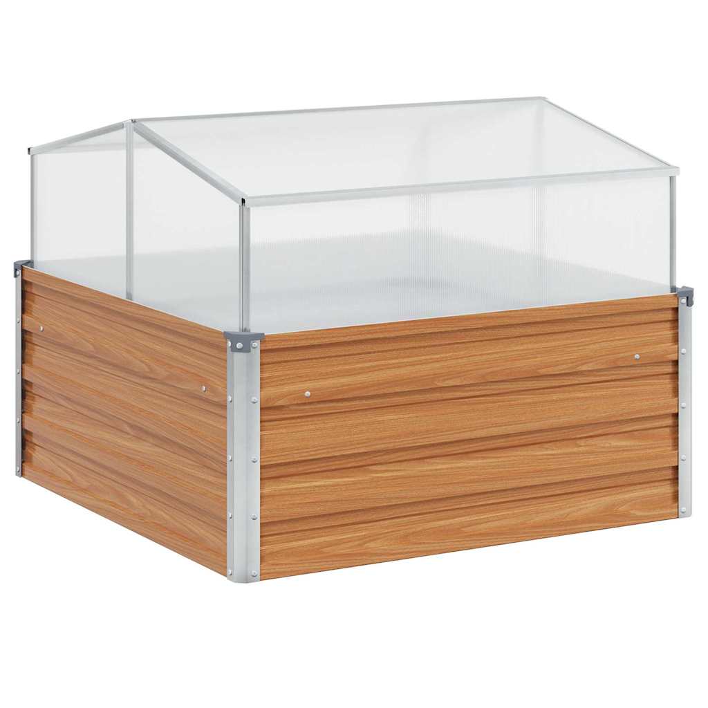 Fioriera da giardino Vidaxl con serra marrone chiaro 100 x 100 x 77 cm