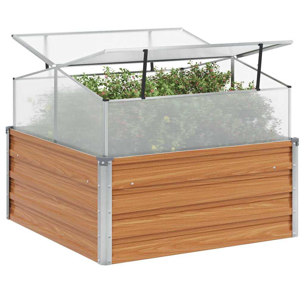 Fioriera da giardino Vidaxl con serra marrone chiaro 100 x 100 x 77 cm