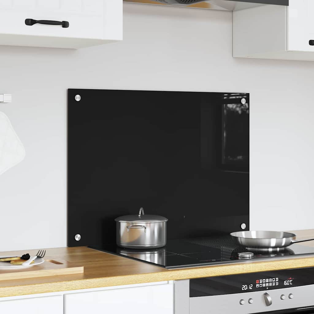 VidaXL pared trasera de cocina negro 70 x 50 cm vidrio templado