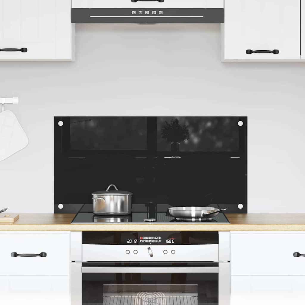 VidaXL pared trasera de cocina negro 80 x 40 cm vidrio templado