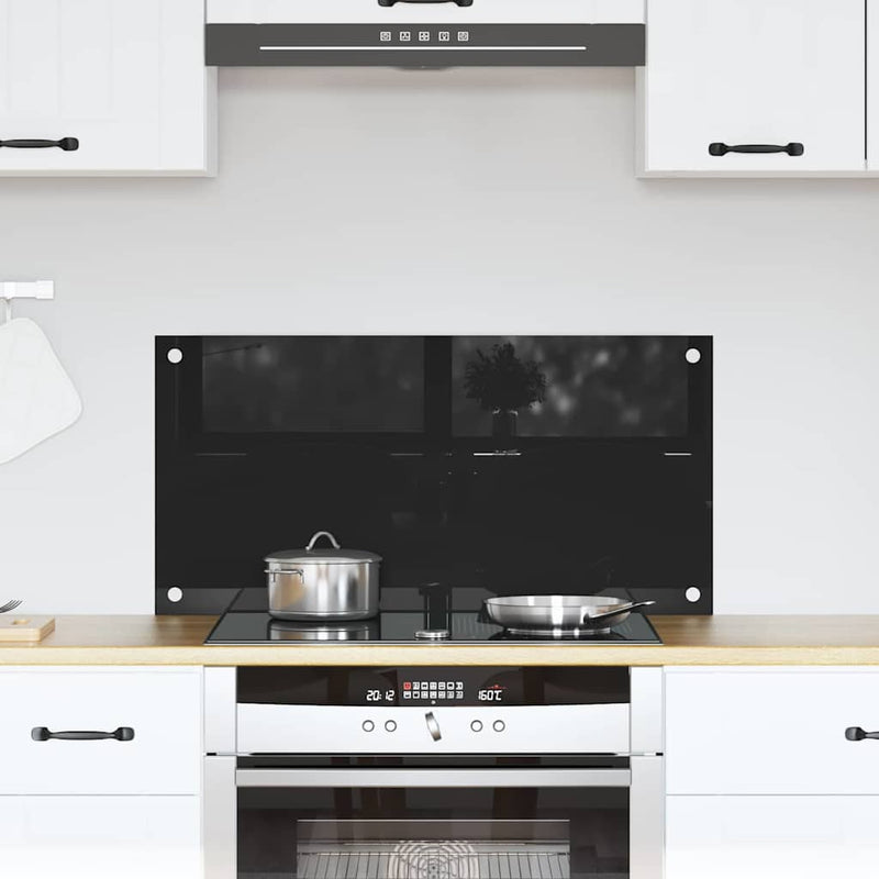VidaXL pared trasera de cocina negro 80 x 40 cm vidrio templado