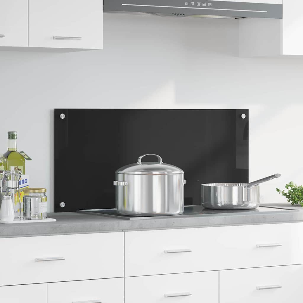 VidaXL pared trasera de cocina negro 90 x 40 cm vidrio templado