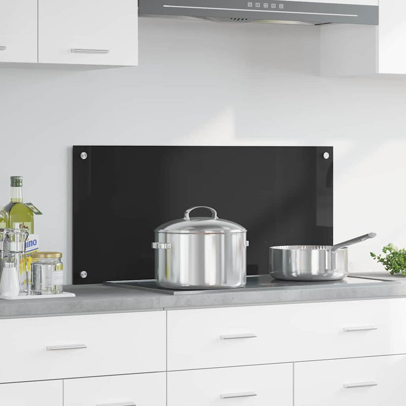 VidaXL pared trasera de cocina negro 90 x 40 cm vidrio templado