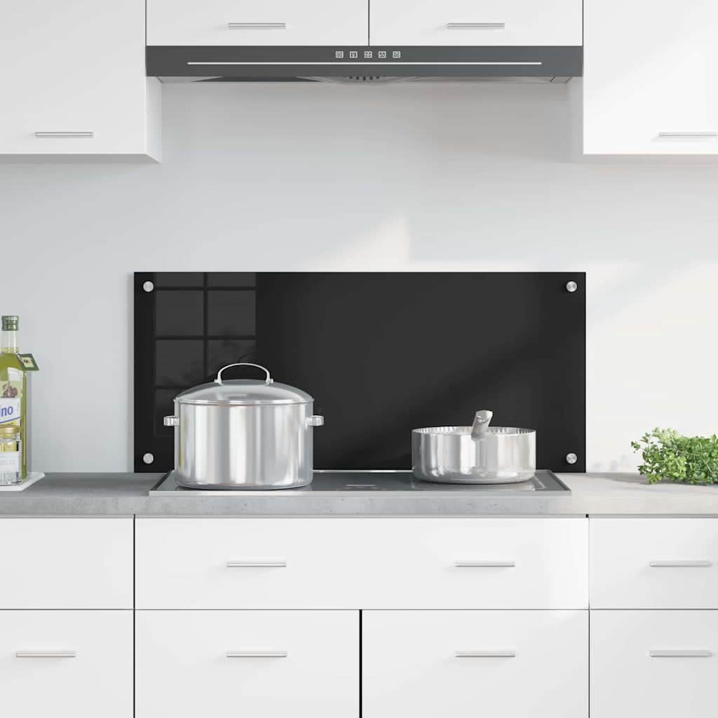 VidaXL pared trasera de cocina negro 90 x 40 cm vidrio templado