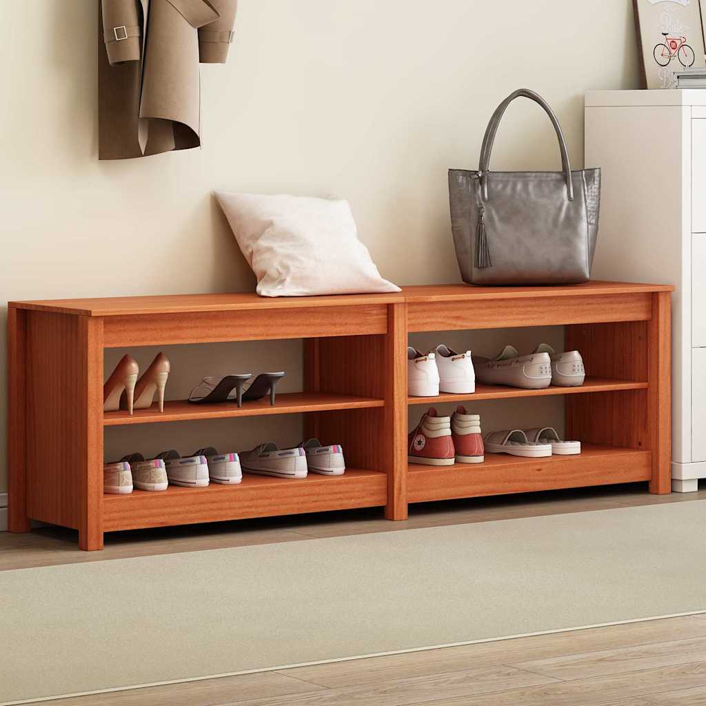 Panca per scarpe Vidaxl con ripiano con contenitore era marrone 160 x 36,5 x 50 cm
