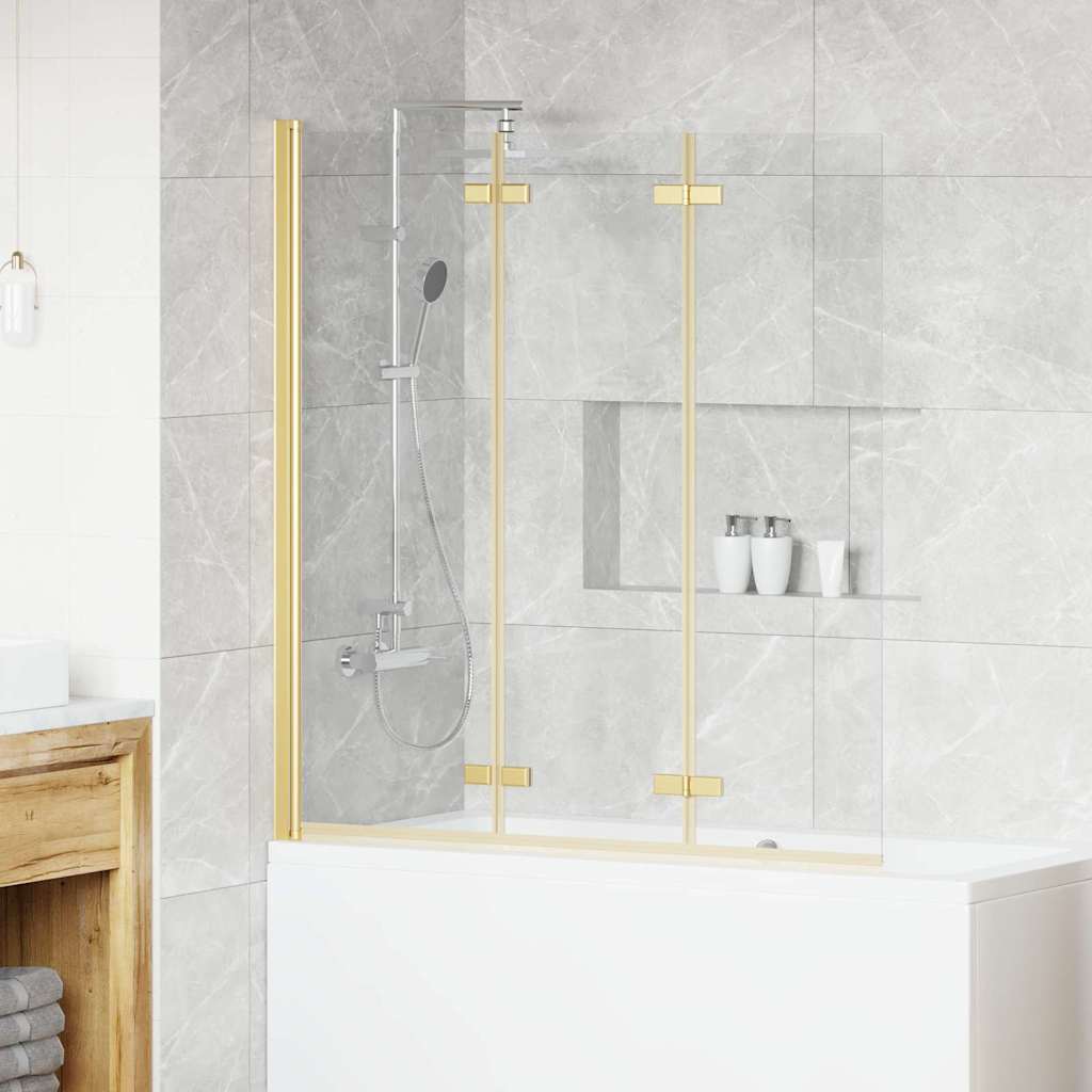 Mampara de ducha Vidaxl oro 130 x 138 cm vidrio ESG y aluminio