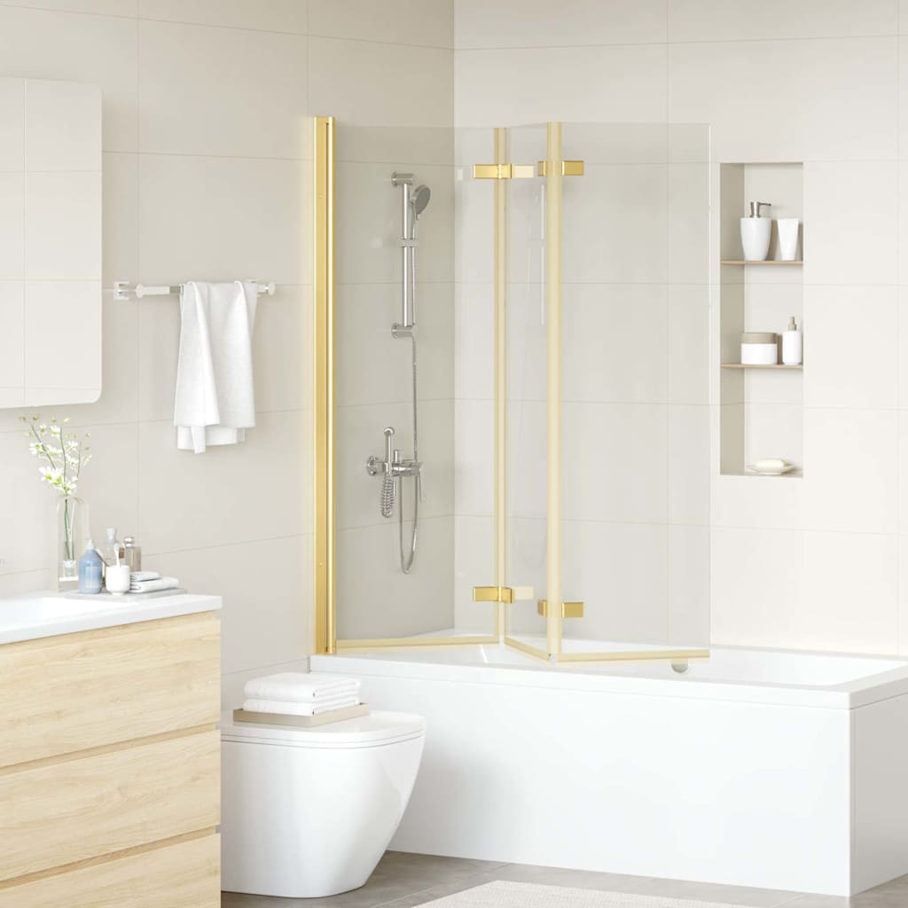 Mampara de ducha Vidaxl oro 130 x 138 cm vidrio ESG y aluminio