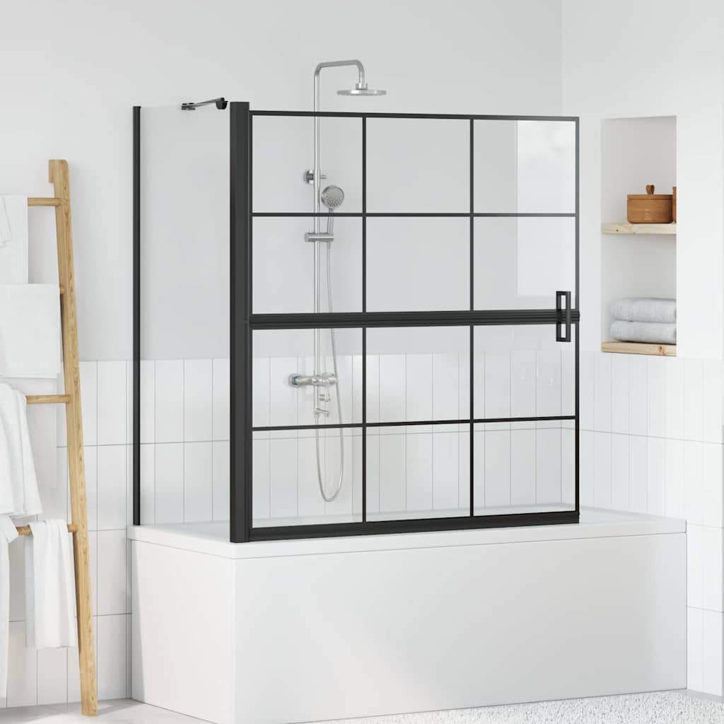 Parete doccia per vasca VidaXL nera e trasparente 116 x 68 x 128 cm