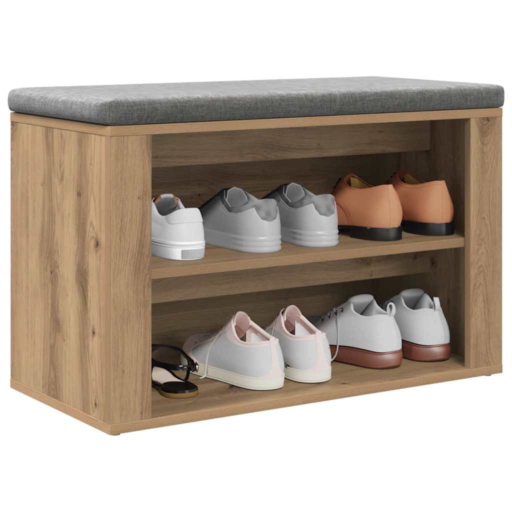 Zapatero vidaxl con estante artesanal color roble 75 x 35 x 45 cm