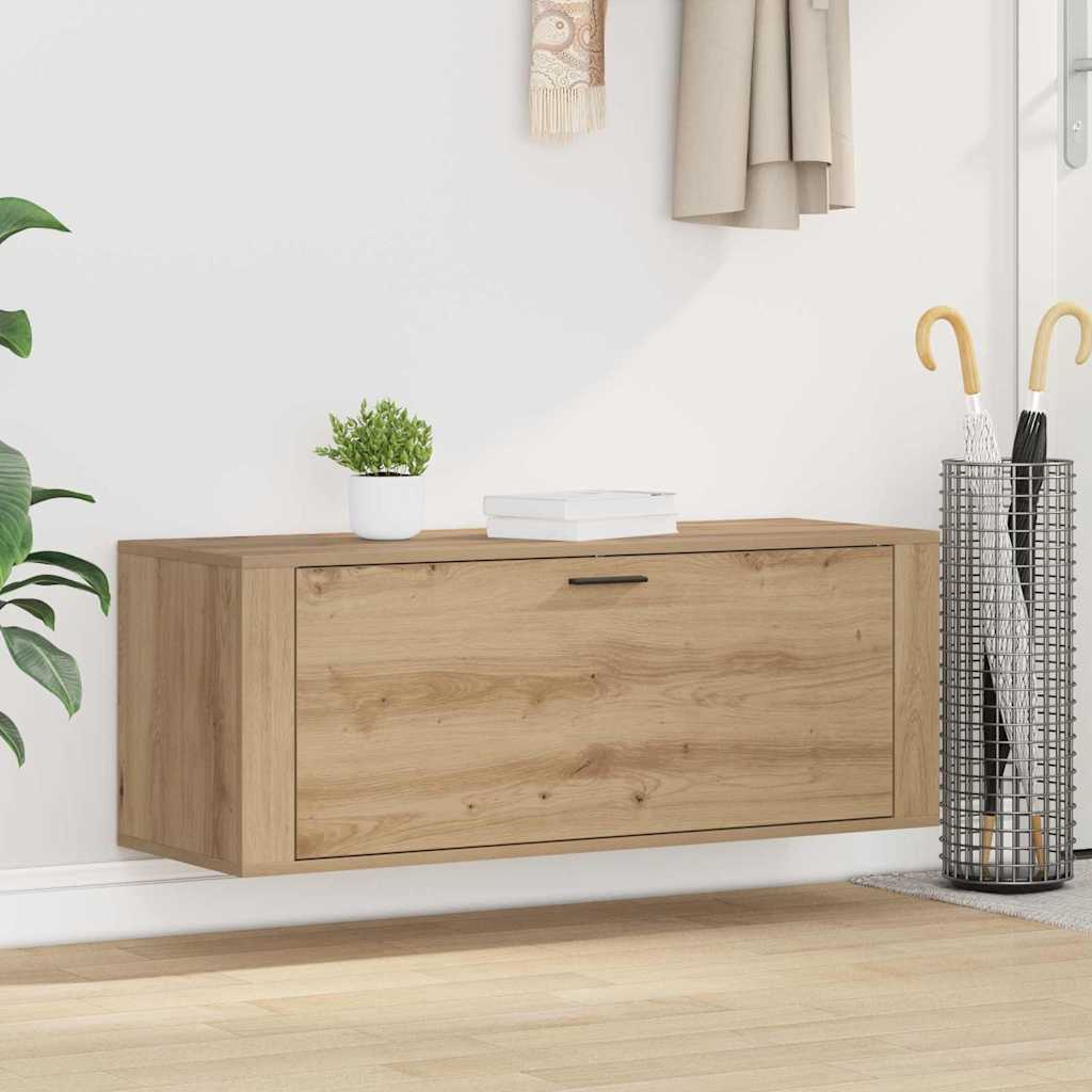 Zapatero VidaXL con estante, roble artesanal, 100 x 35 x 38 cm