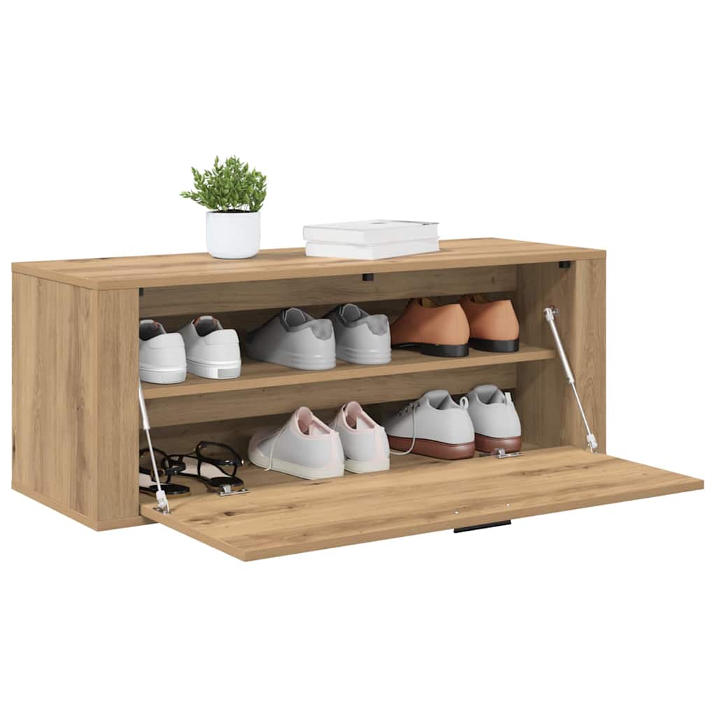Zapatero VidaXL con estante, roble artesanal, 100 x 35 x 38 cm