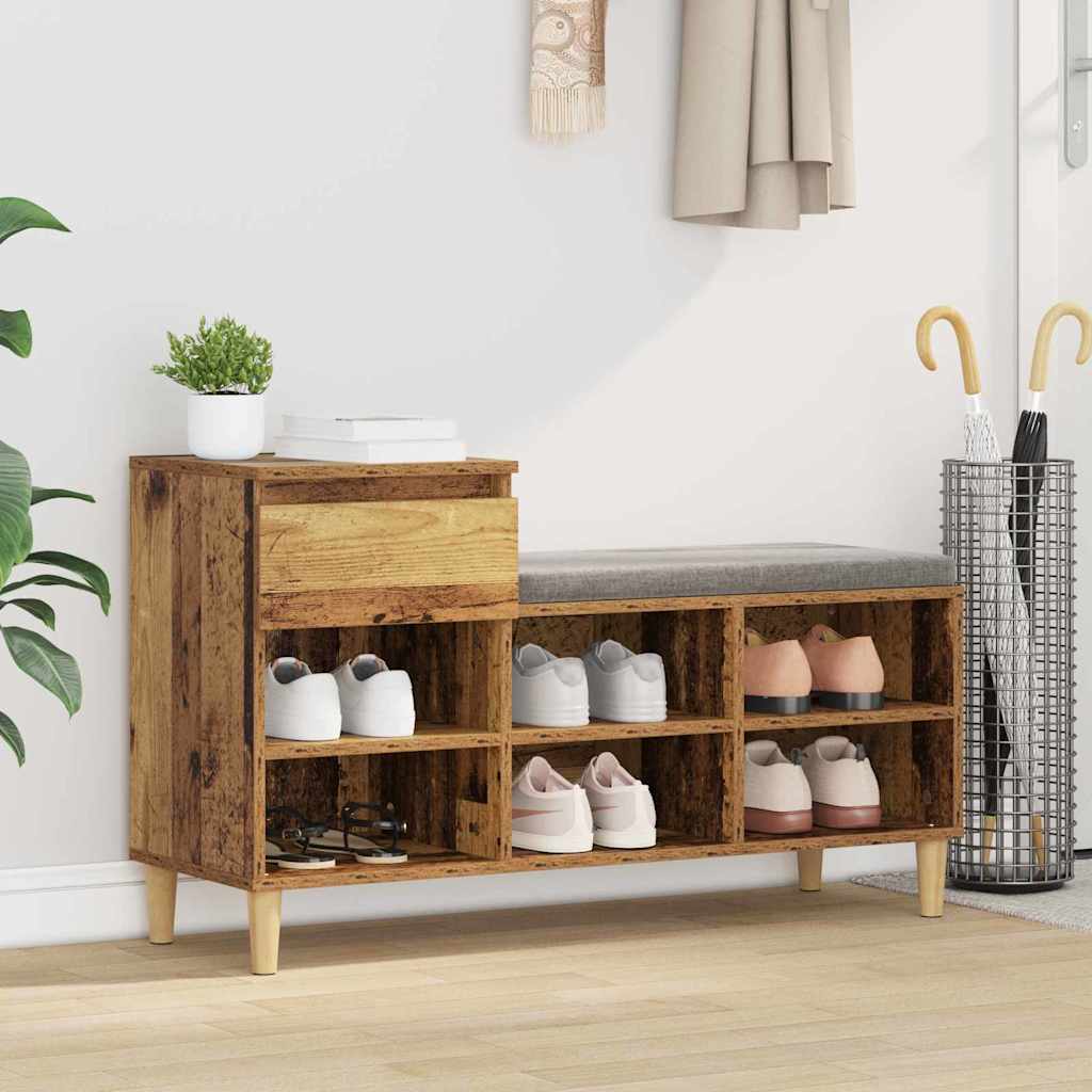 Vidaxx zapatero con cajón madera vieja 102 x 36 x 60 cm madera procesada