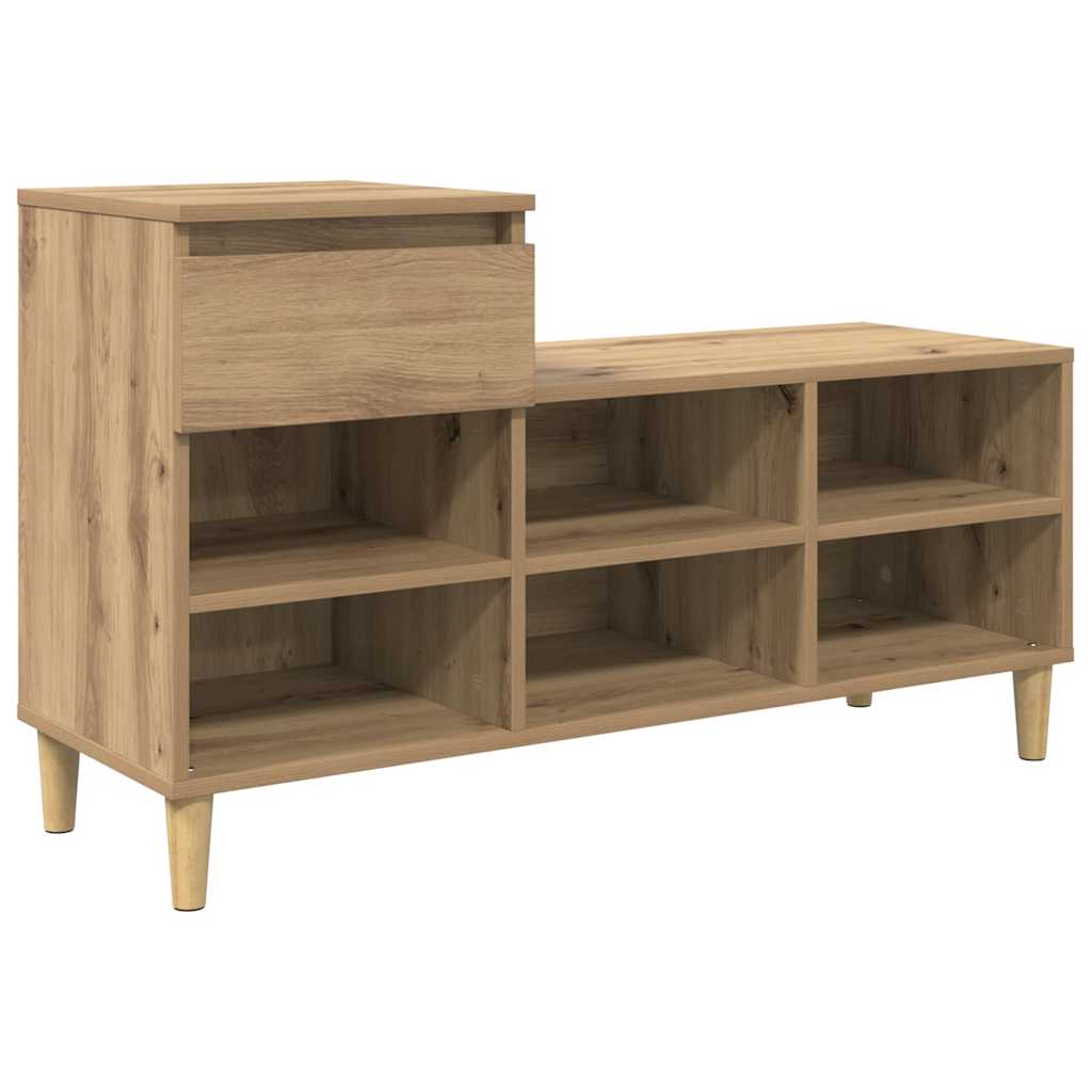 Vidaxl schoenenkast artisan eiken 102 x 36 x 60 cm bewerkt hout